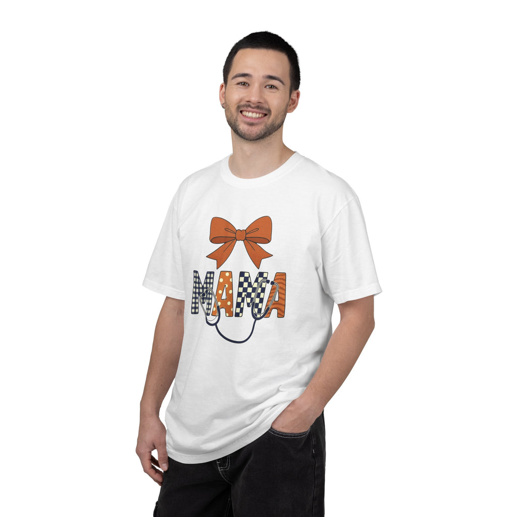 Mama Fall Plaid T-Shirt — Pumpkin Orange Bow Mama Tee