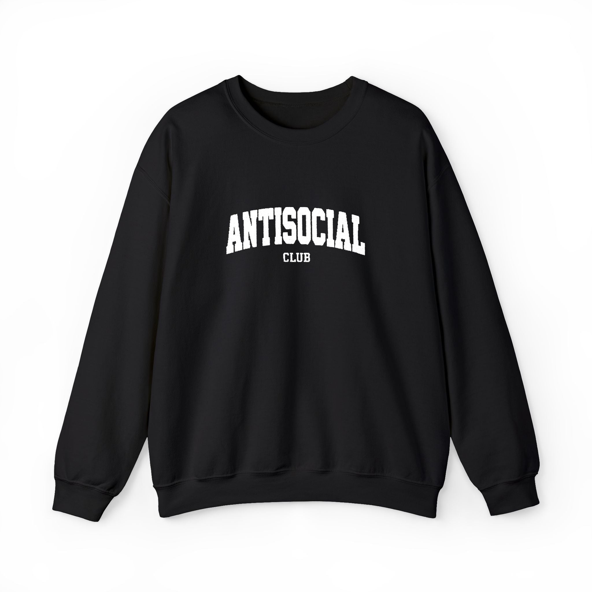 Antisocial Crewneck Sweatshirt | Minimal Collegiate Script