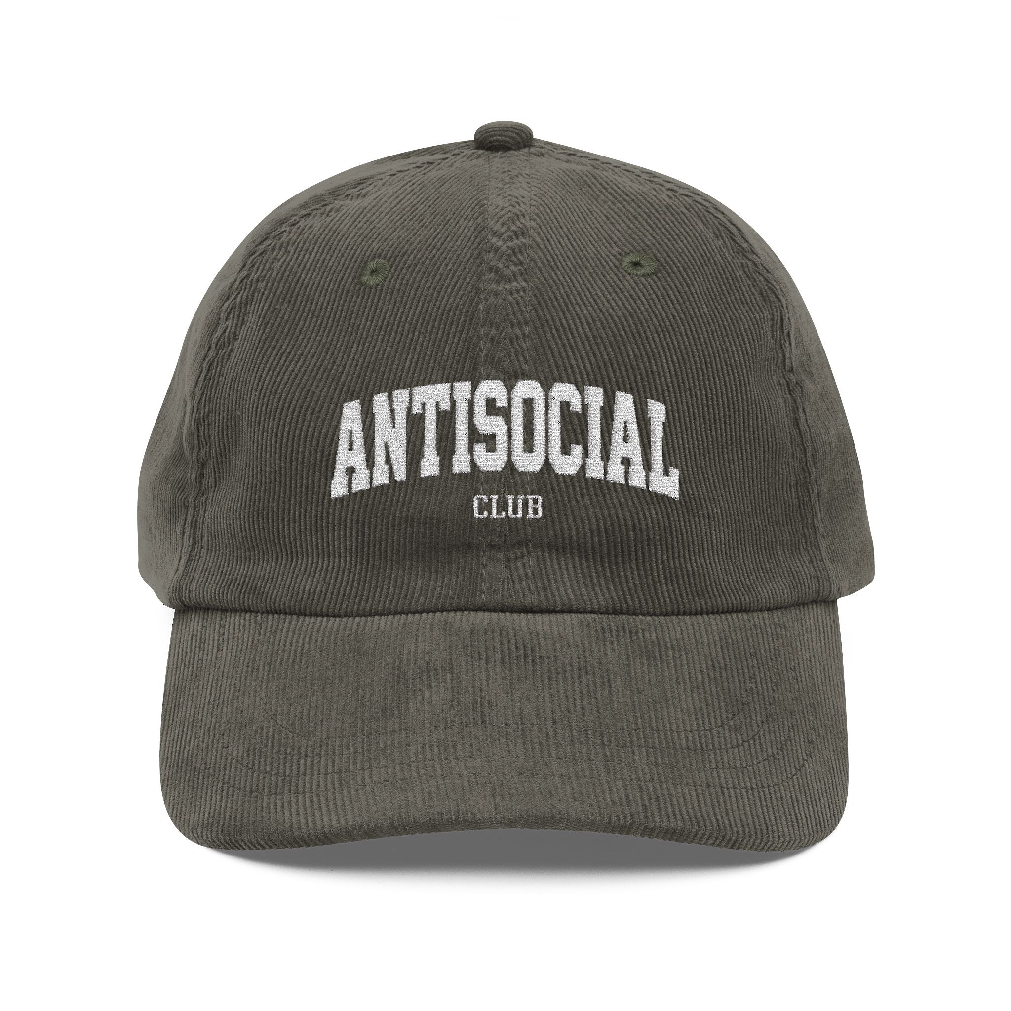 Antisocial Embroidered Vintage Corduroy Cap | Rust baseball hat