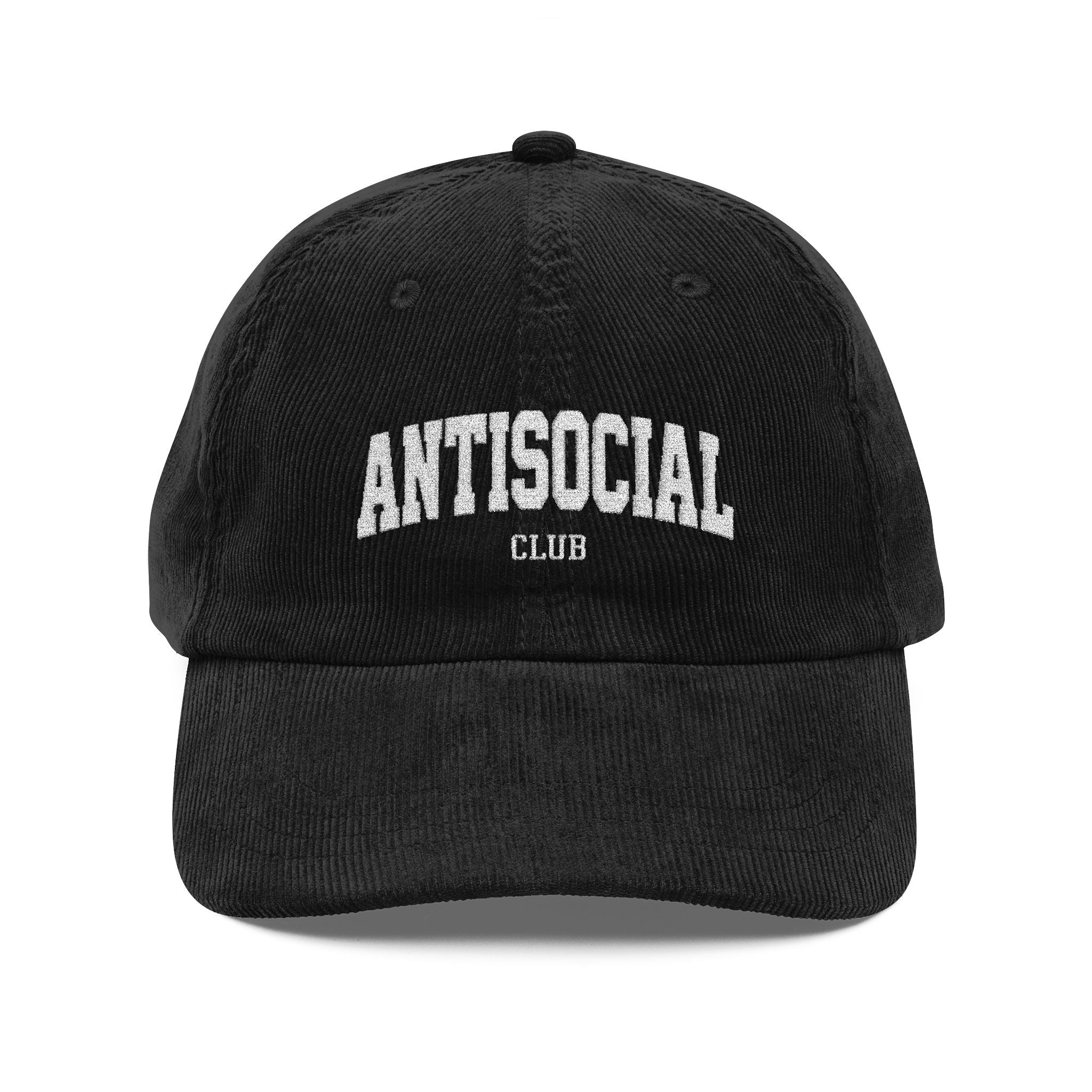 Antisocial Embroidered Vintage Corduroy Cap | Rust baseball hat