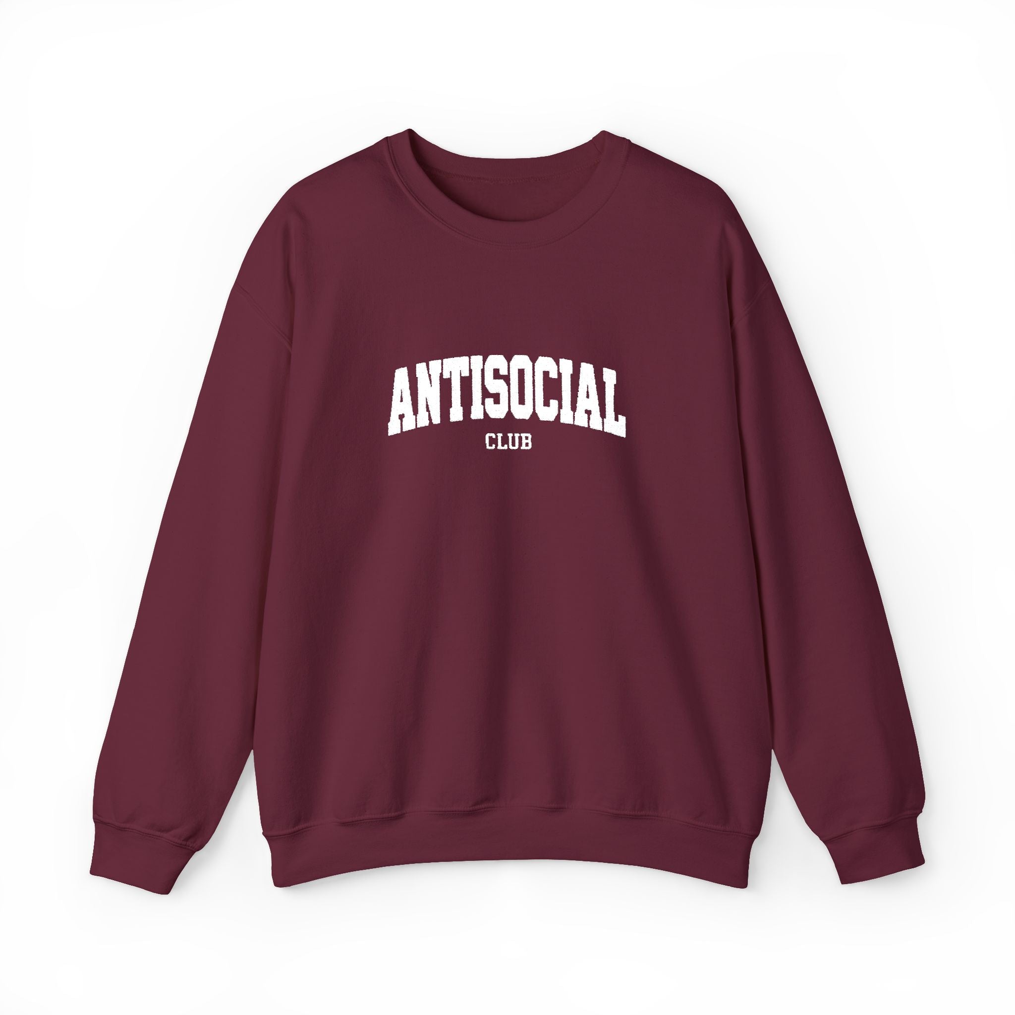 Antisocial Crewneck Sweatshirt | Minimal Collegiate Script