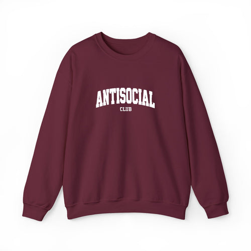 Antisocial Crewneck Sweatshirt | Minimal Collegiate Script