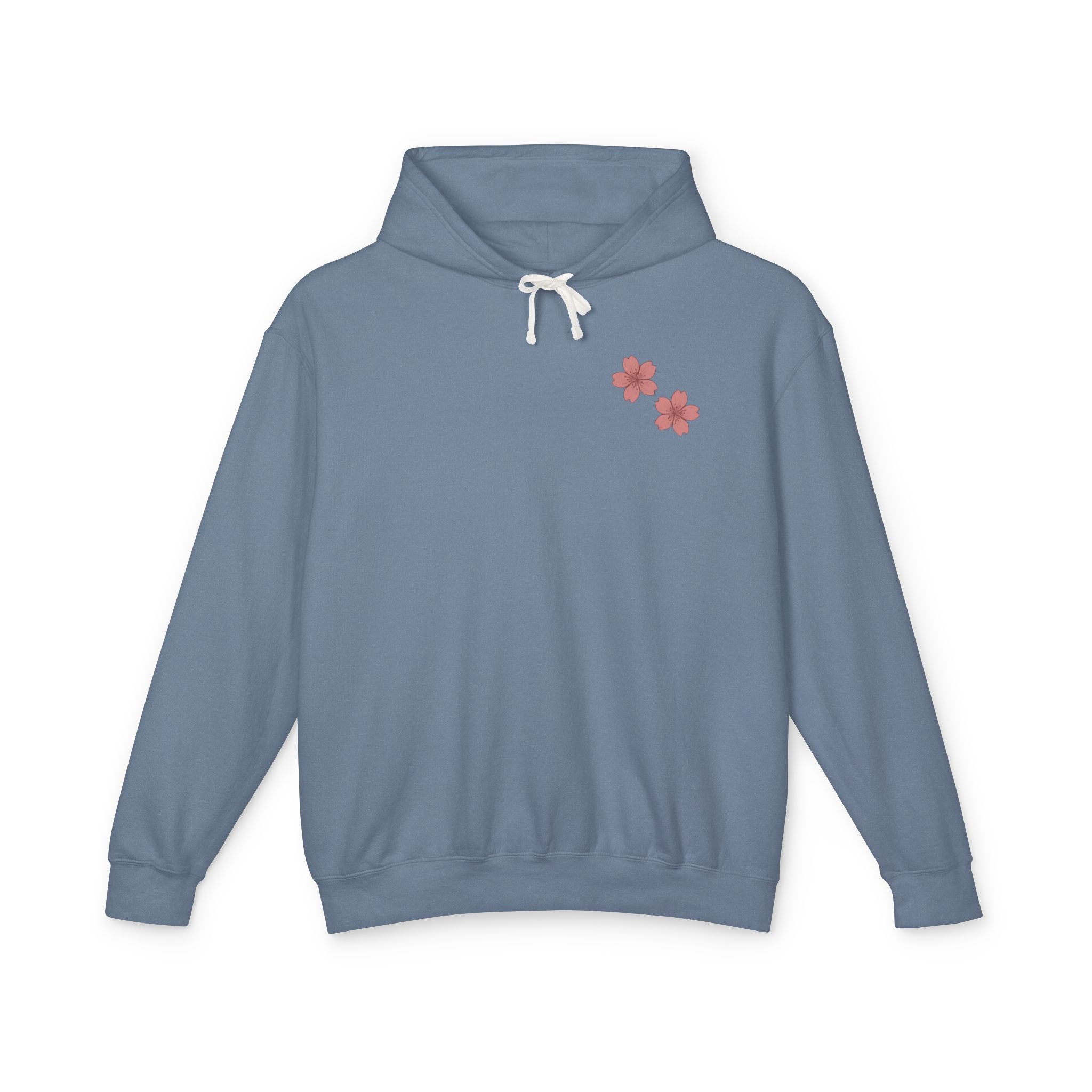 Cherry Blossom Stamp Hoodie — Floral Spring Lightweight Hooded Sweatshirt