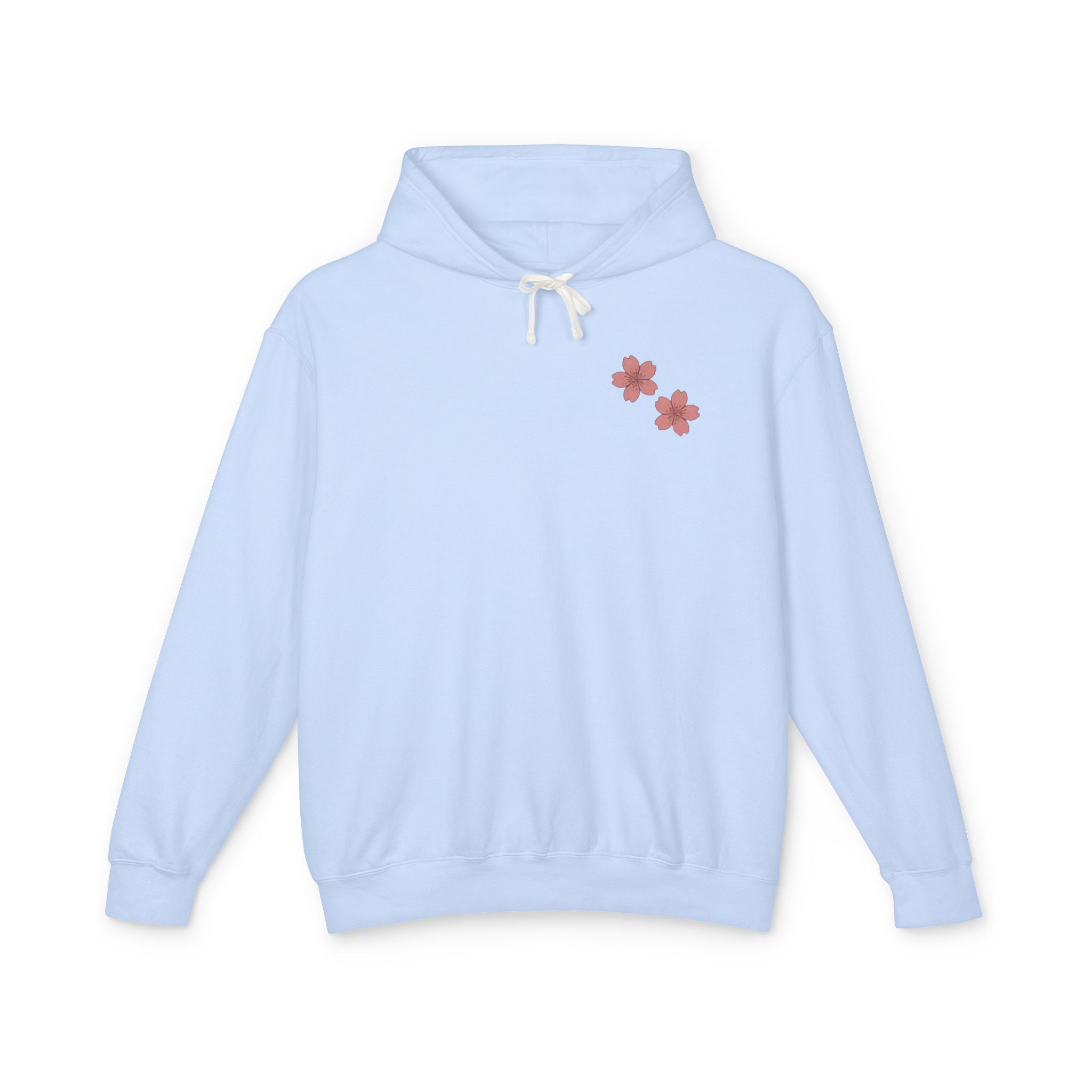 Cherry Blossom Stamp Hoodie — Floral Spring Lightweight Hooded Sweatshirt