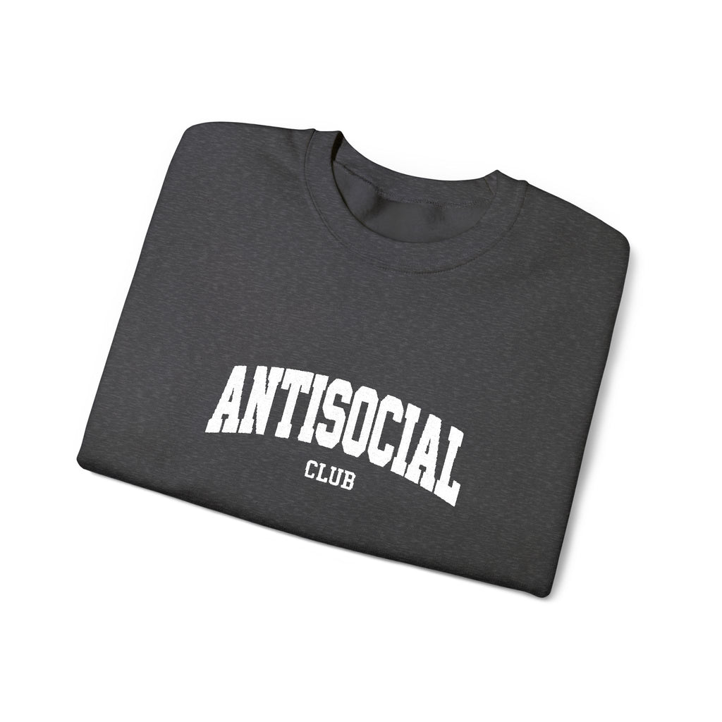 Antisocial Crewneck Sweatshirt | Minimal Collegiate Script