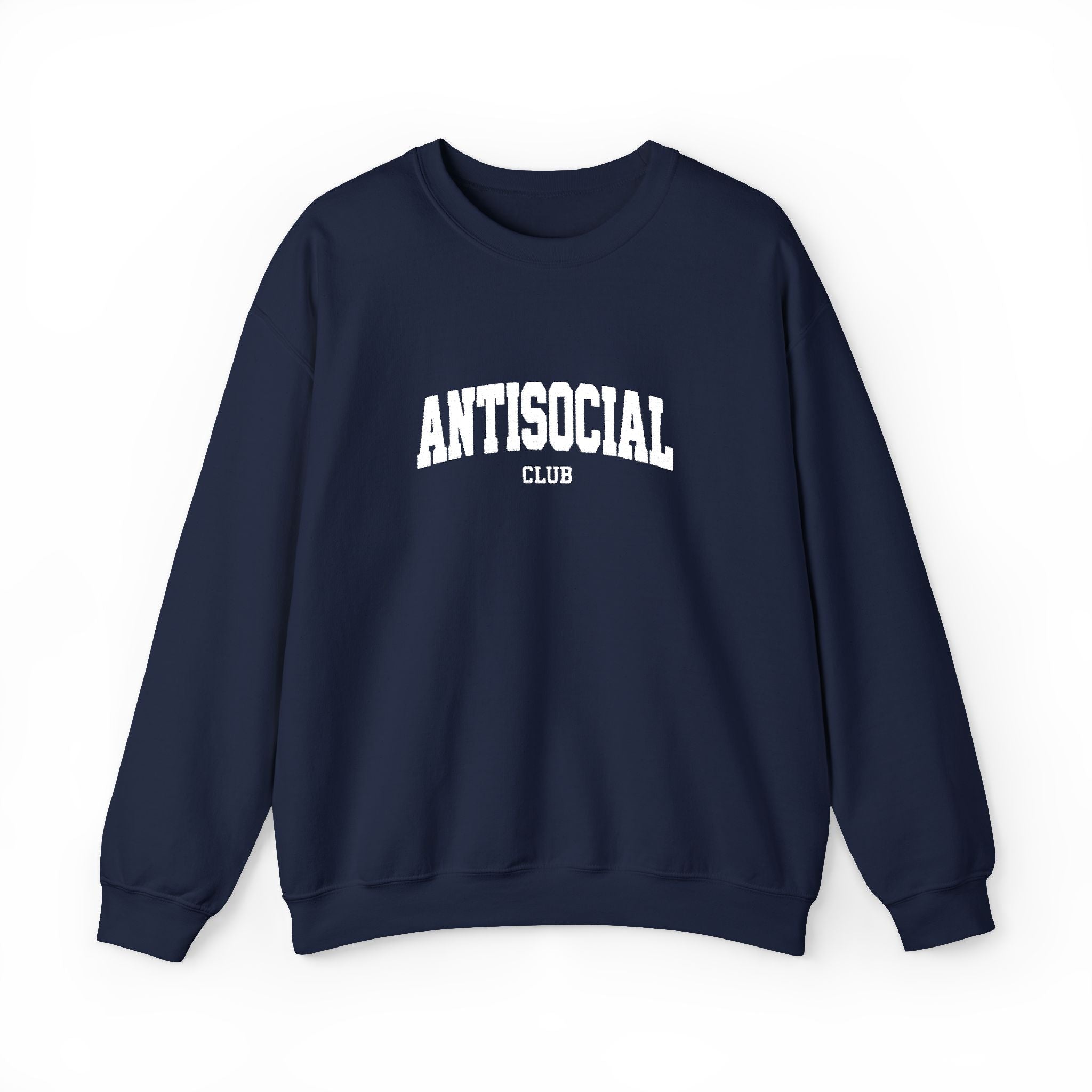 Antisocial Crewneck Sweatshirt | Minimal Collegiate Script