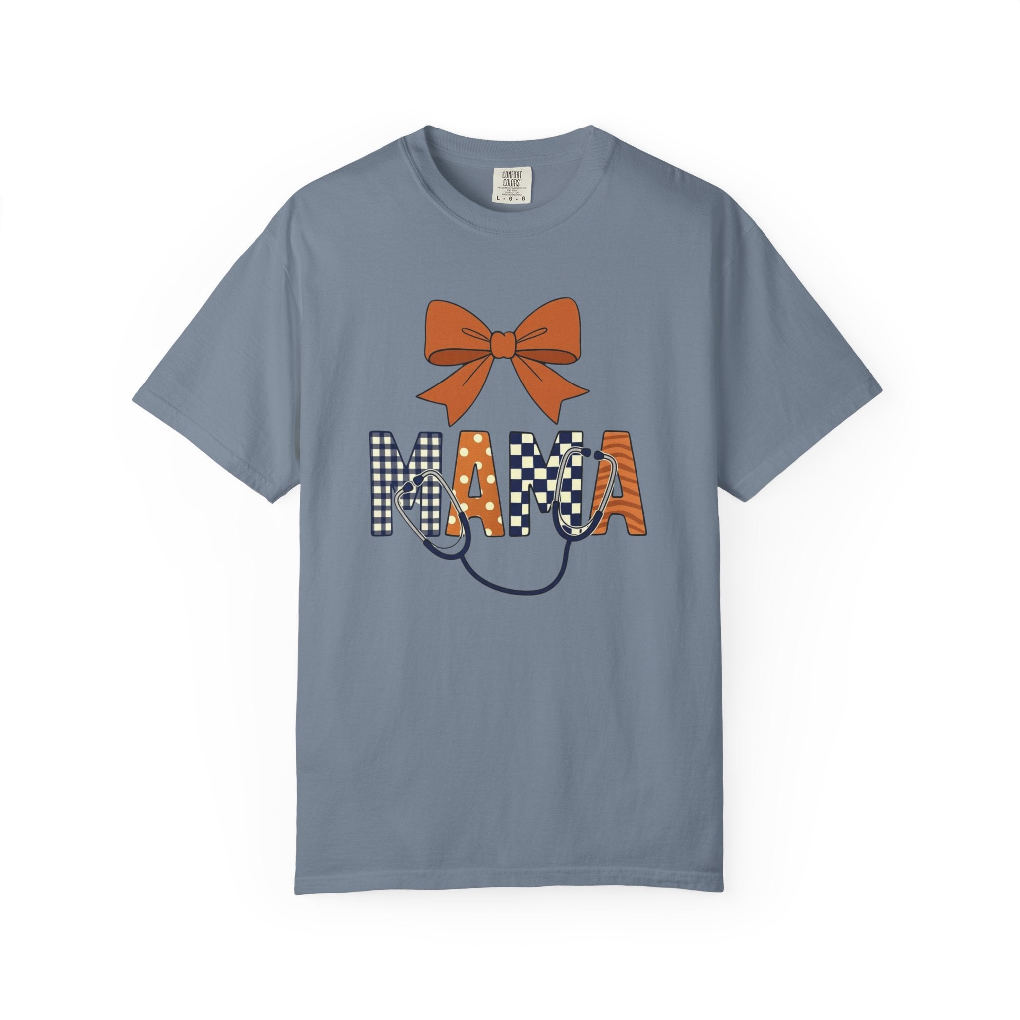 Mama Fall Plaid T-Shirt — Pumpkin Orange Bow Mama Tee