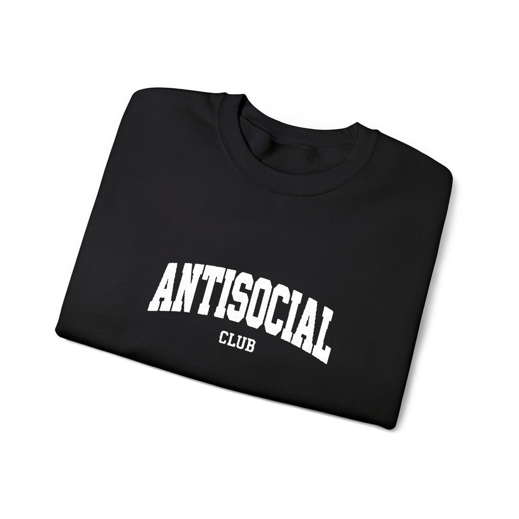 Antisocial Crewneck Sweatshirt | Minimal Collegiate Script