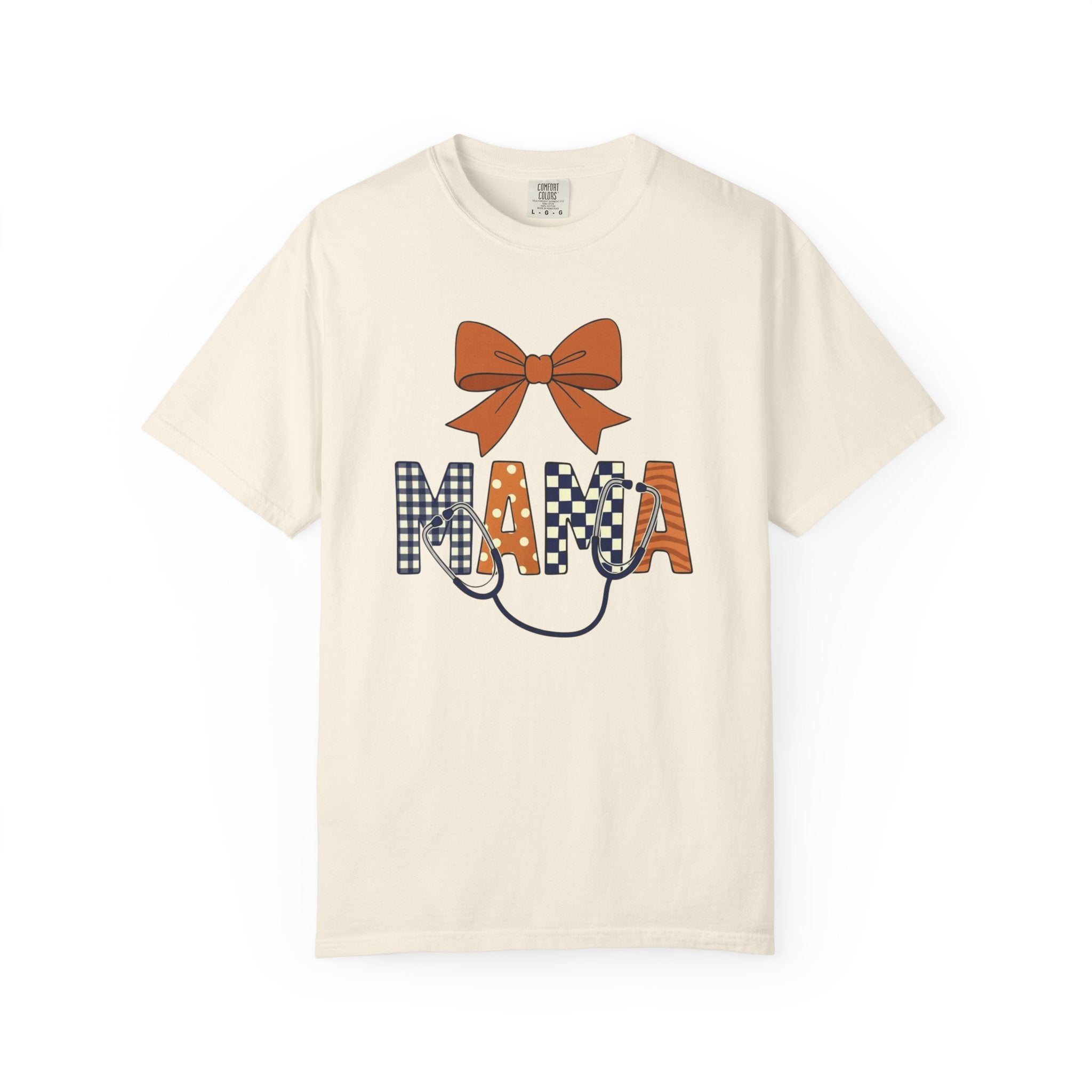 Mama Fall Plaid T-Shirt — Pumpkin Orange Bow Mama Tee