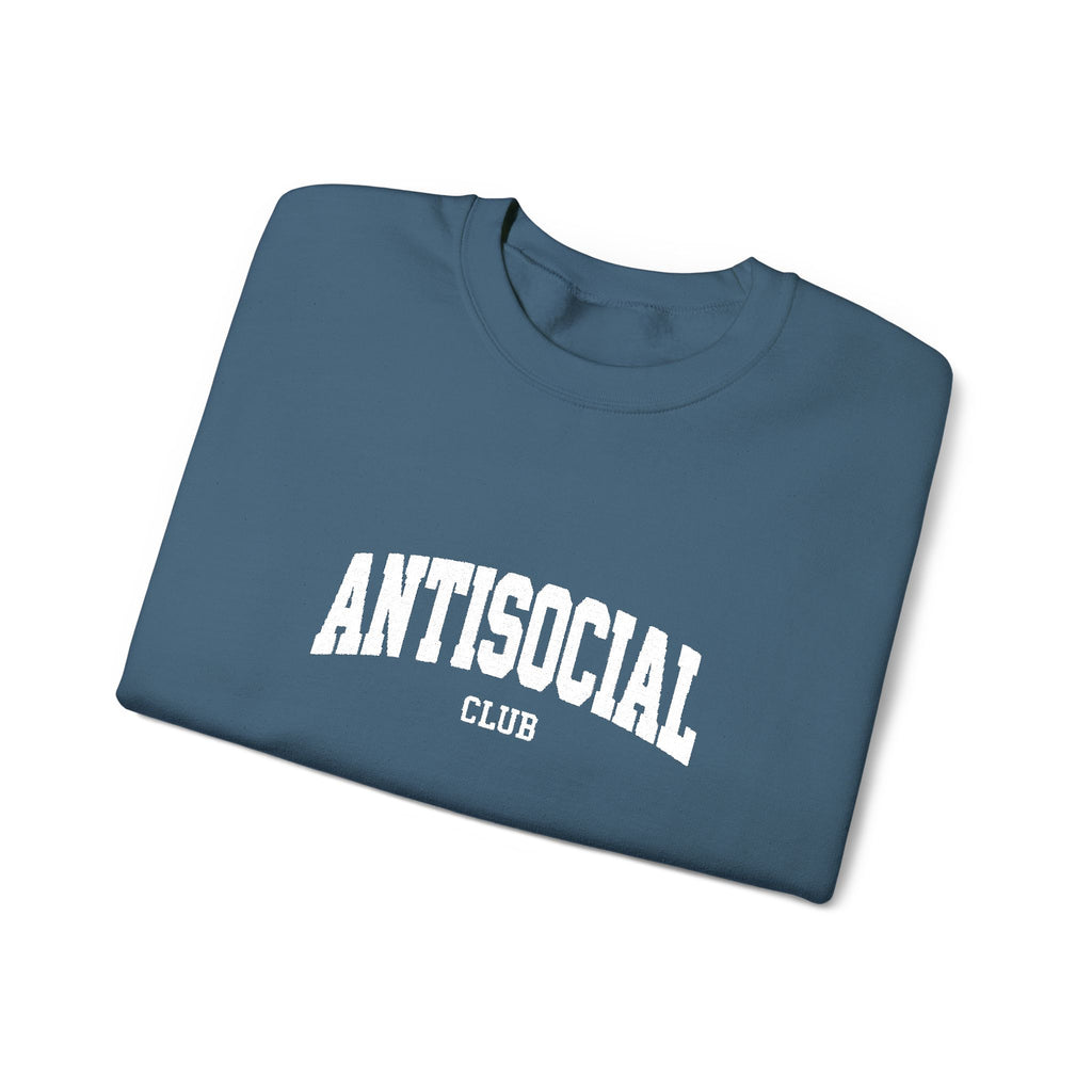 Antisocial Crewneck Sweatshirt | Minimal Collegiate Script
