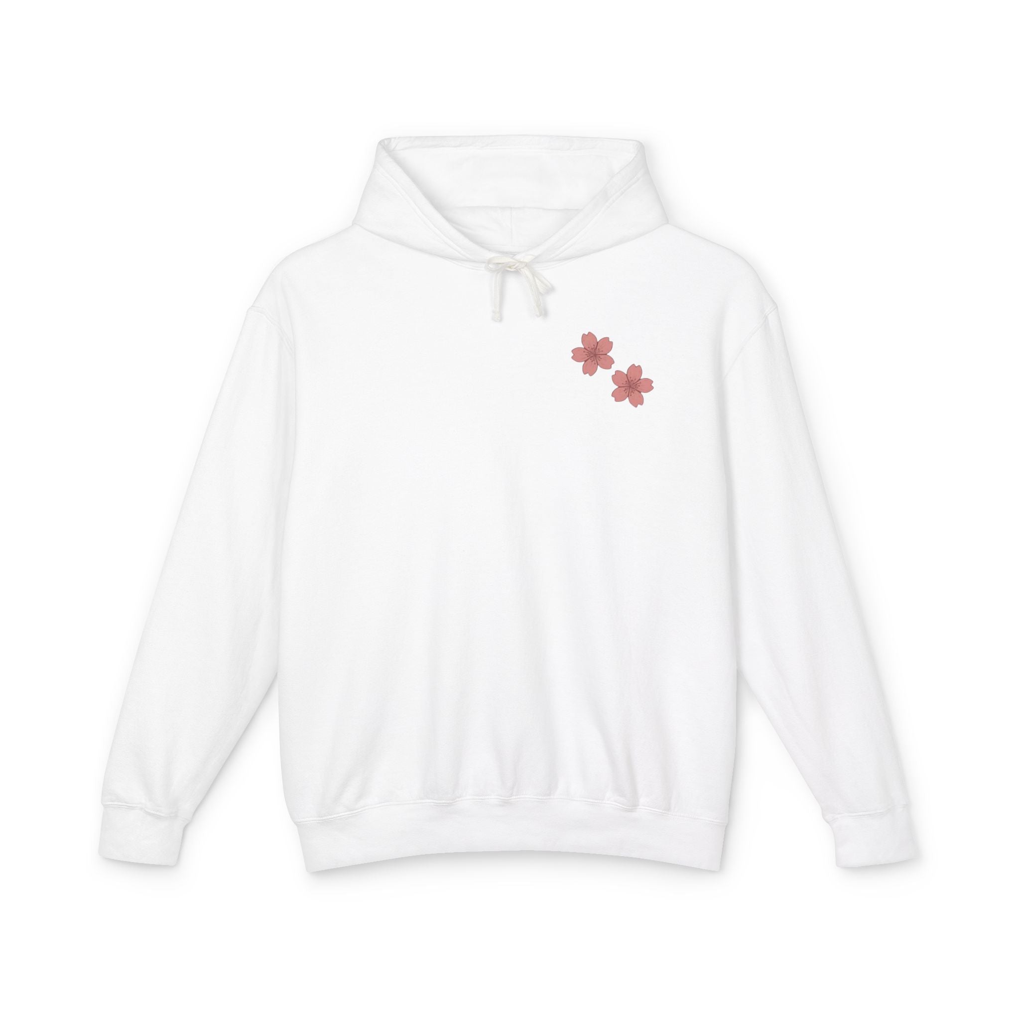 Cherry Blossom Stamp Hoodie — Floral Spring Lightweight Hooded Sweatshirt