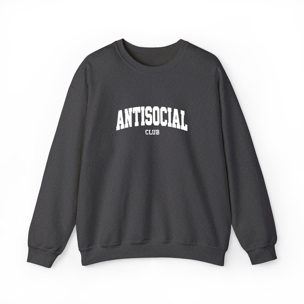 Antisocial Crewneck Sweatshirt | Minimal Collegiate Script