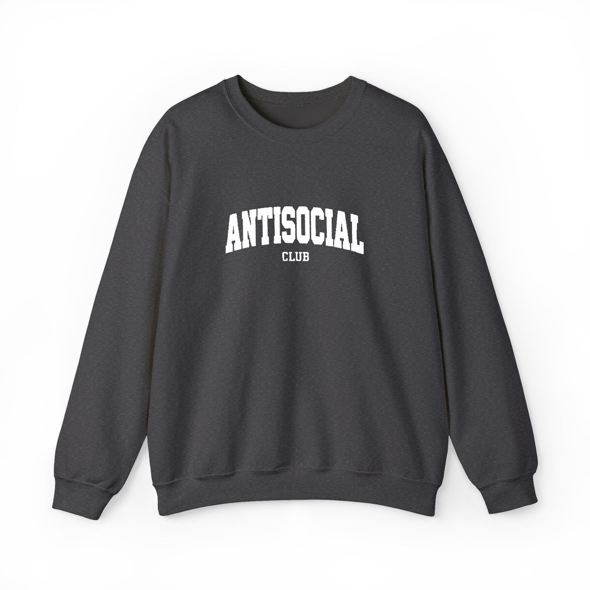 Antisocial Crewneck Sweatshirt | Minimal Collegiate Script