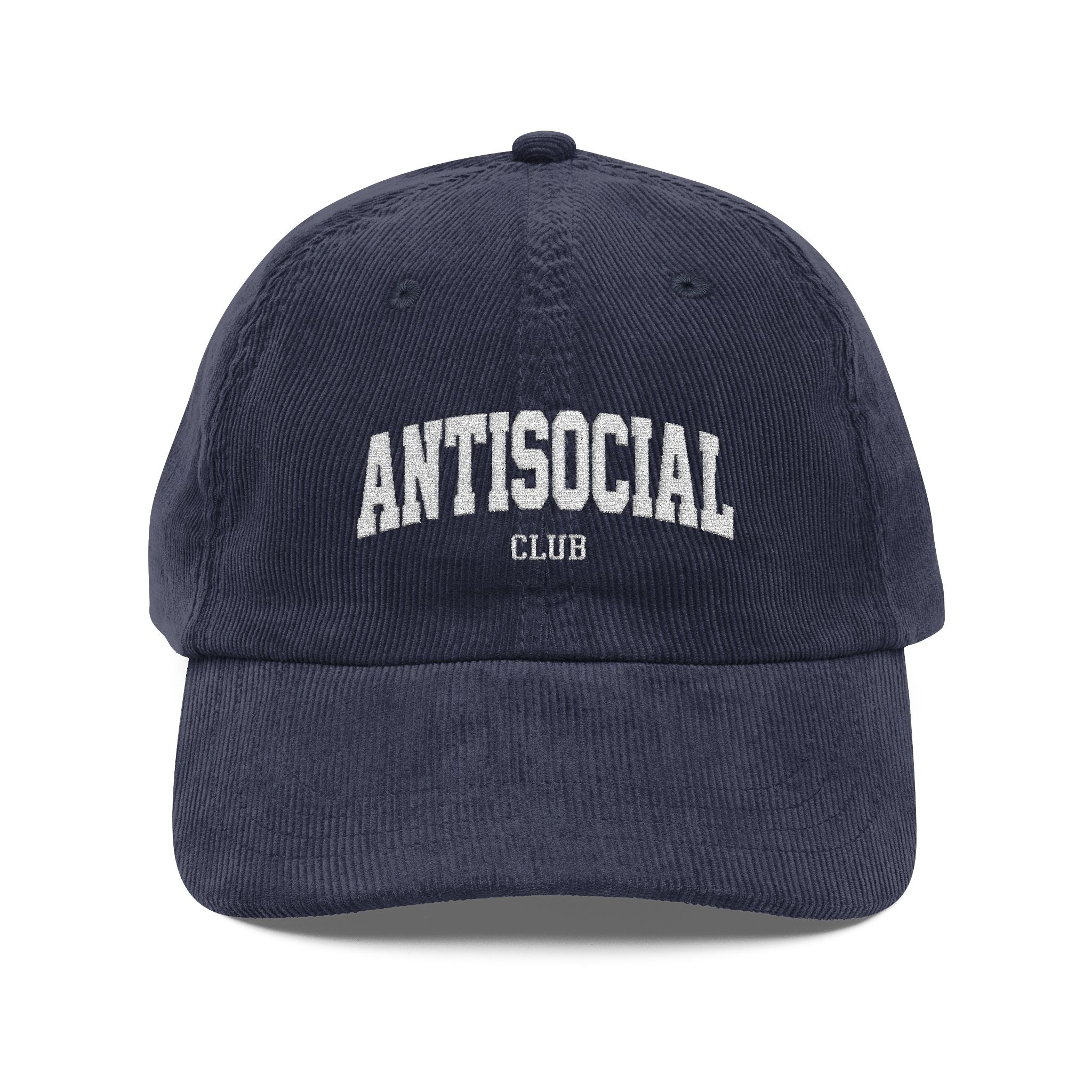Antisocial Embroidered Vintage Corduroy Cap | Rust baseball hat