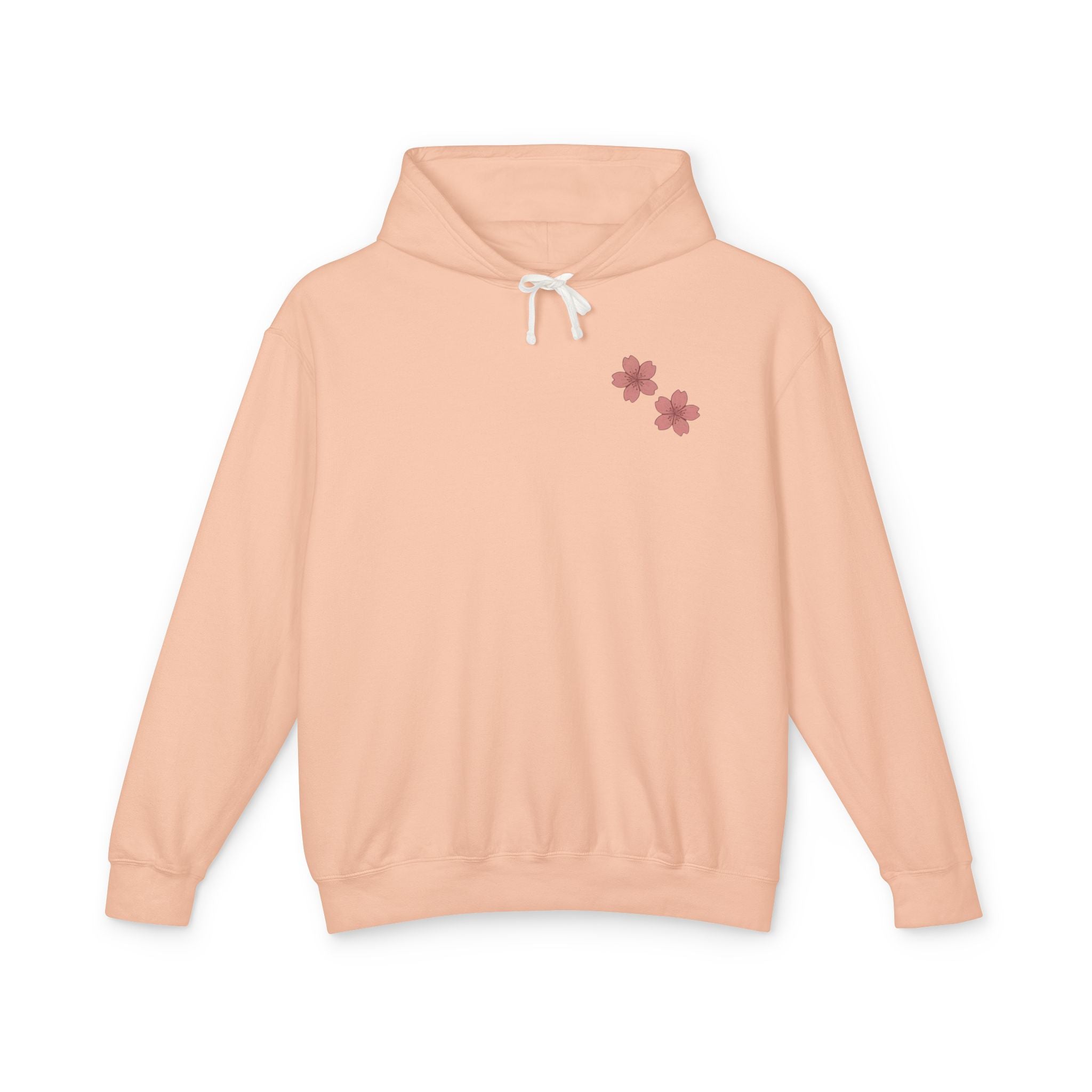 Cherry Blossom Stamp Hoodie — Floral Spring Lightweight Hooded Sweatshirt