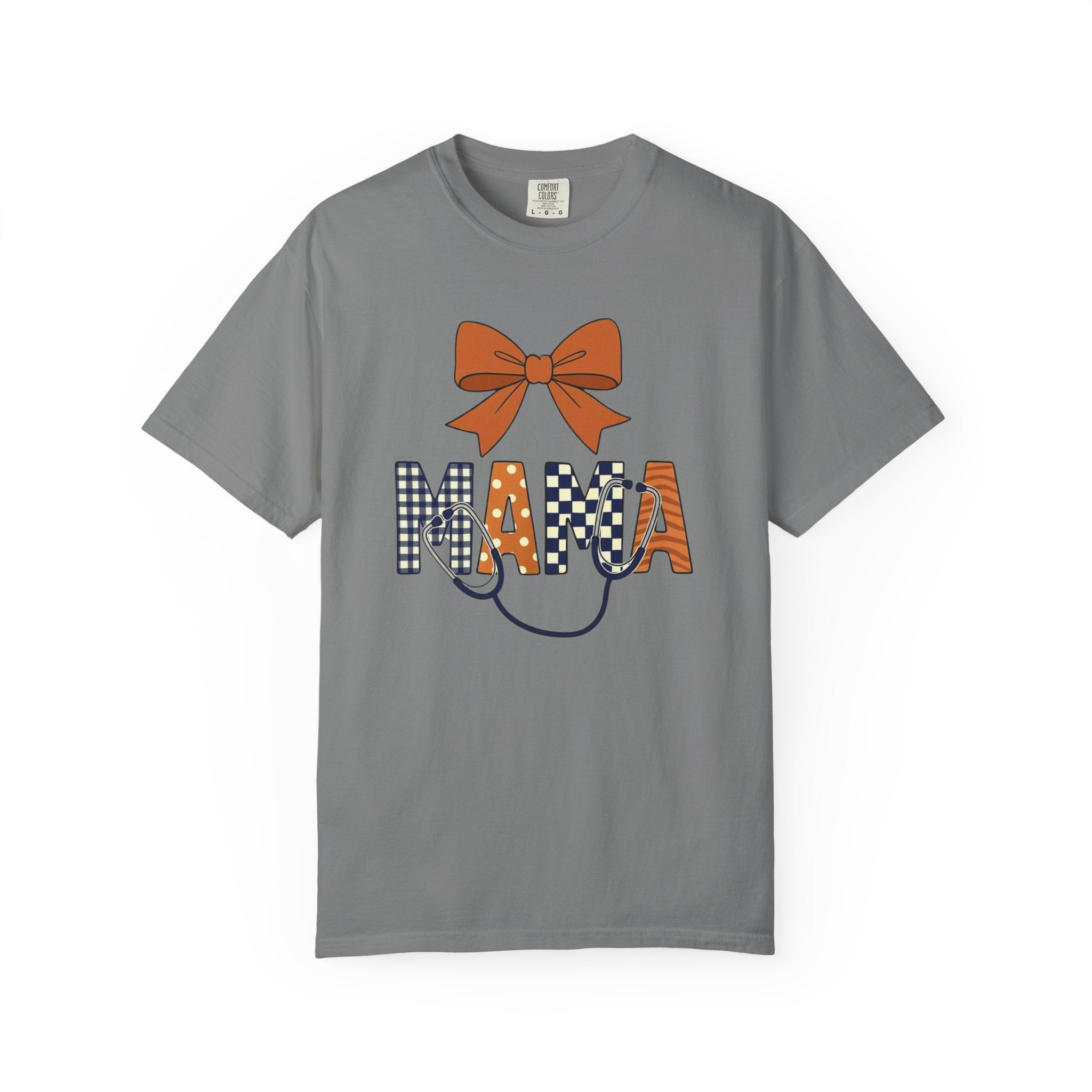Mama Fall Plaid T-Shirt — Pumpkin Orange Bow Mama Tee