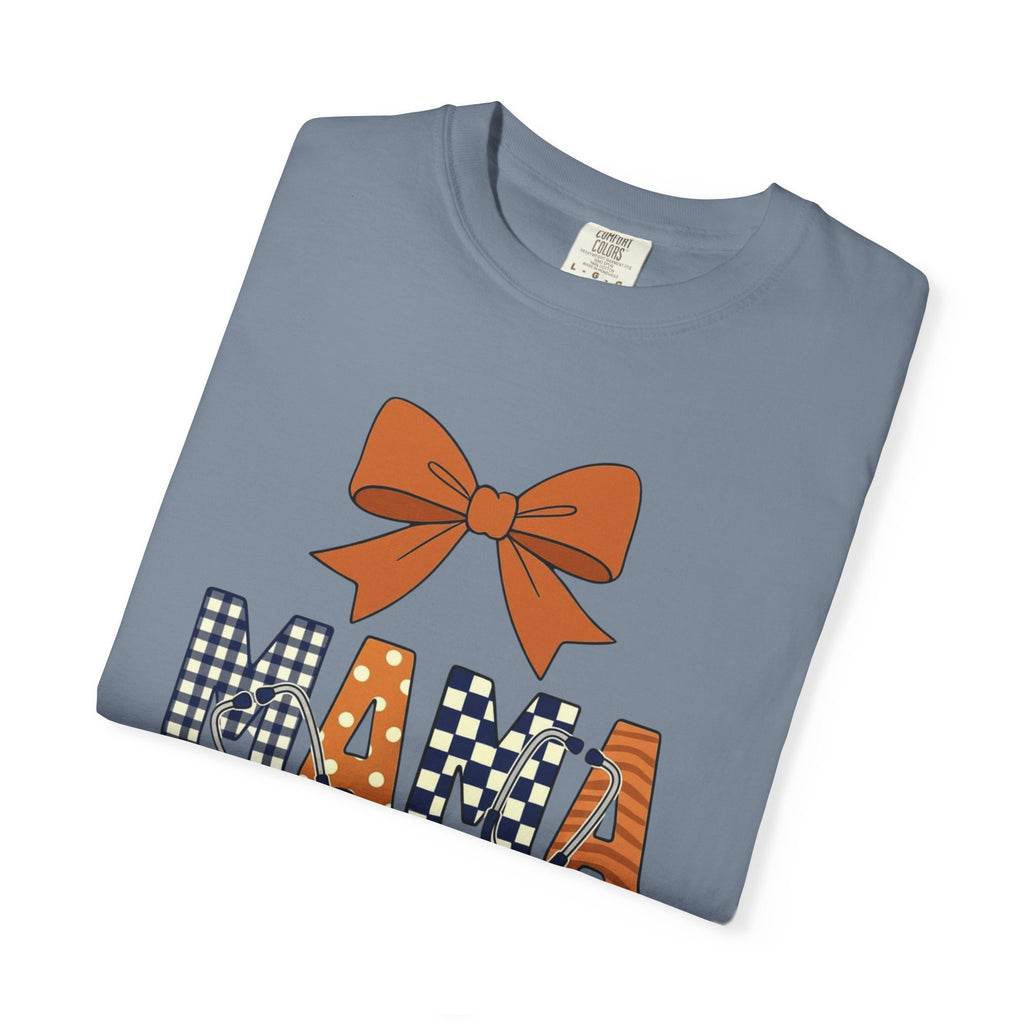 Mama Fall Plaid T-Shirt — Pumpkin Orange Bow Mama Tee