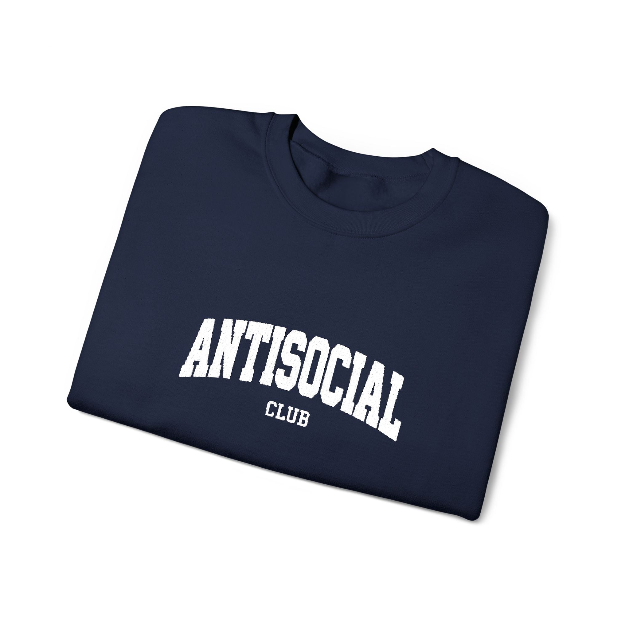 Antisocial Crewneck Sweatshirt | Minimal Collegiate Script
