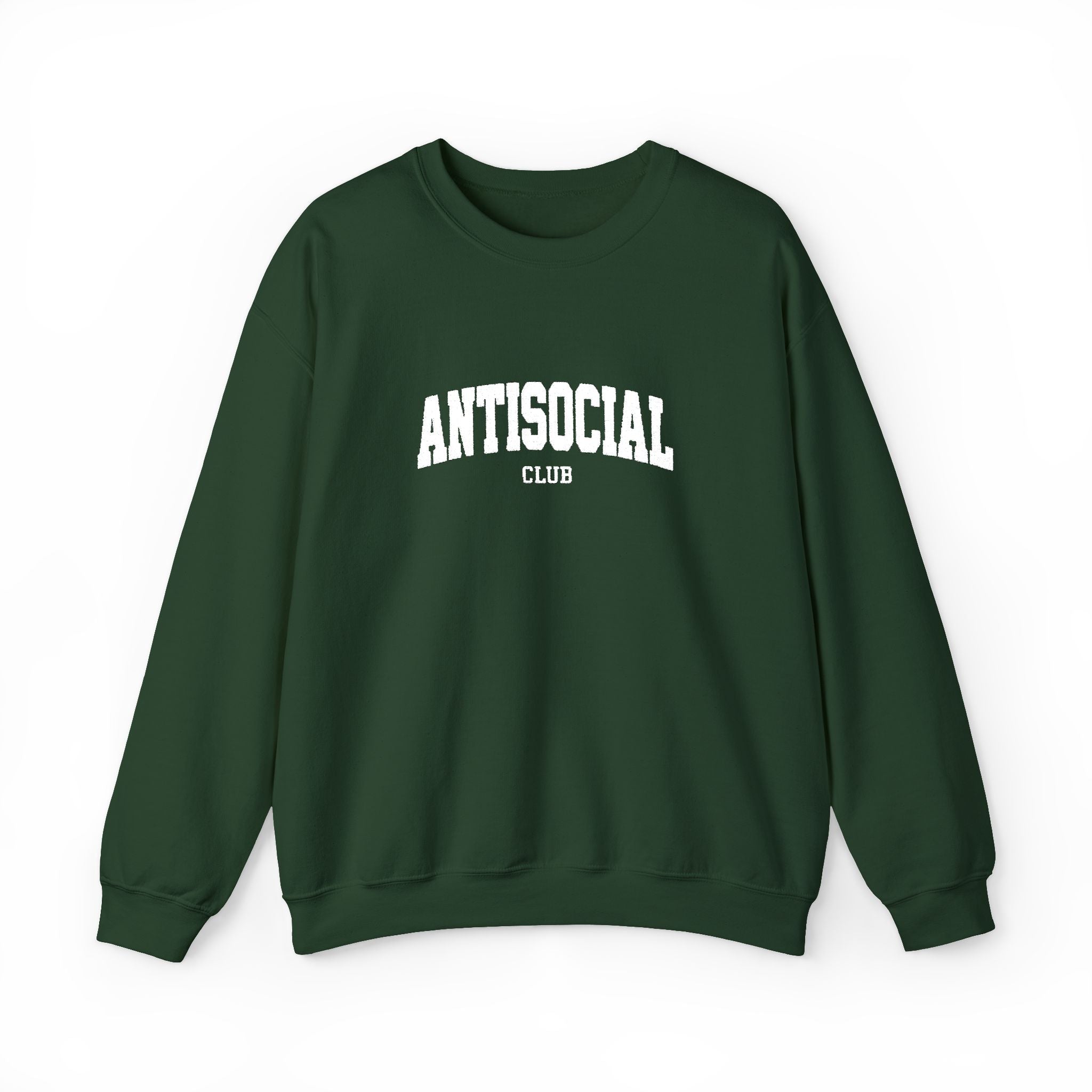 Antisocial Crewneck Sweatshirt | Minimal Collegiate Script