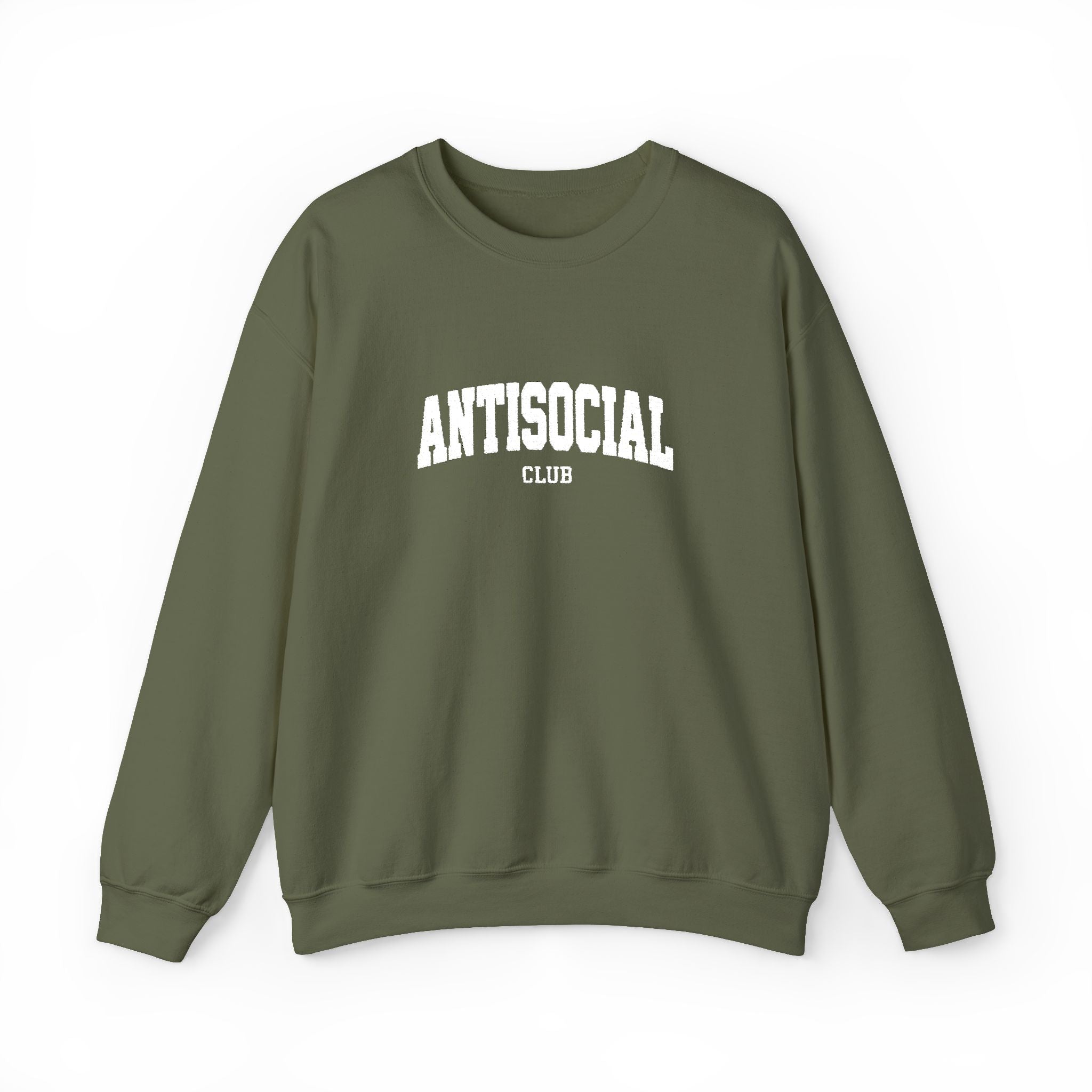 Antisocial Crewneck Sweatshirt | Minimal Collegiate Script