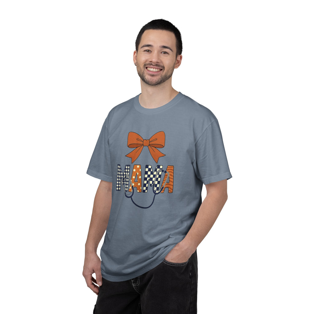 Mama Fall Plaid T-Shirt — Pumpkin Orange Bow Mama Tee